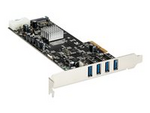 PCI Express (PCIe) SuperSpeed USB 3.0-kortadapter med 4 portar och 4 dedicerade kanaler på 5 Gbps – UASP – SATA/LP4-ström